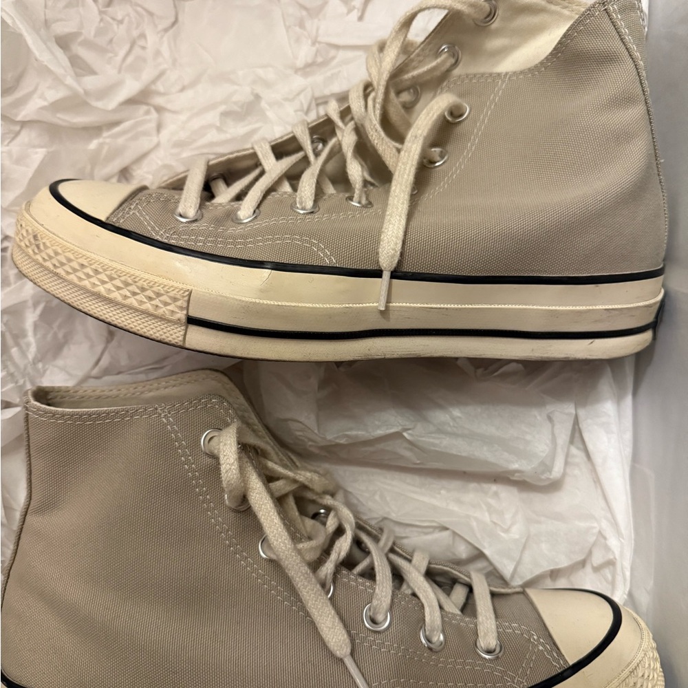 High-Top Canvas Sneakers in Beige